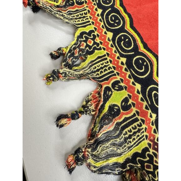 VTG Santé Classics Dashiki Kaftan Tunic Top Multicolor Boho Fringe Hem One Size - Picture 9 of 11